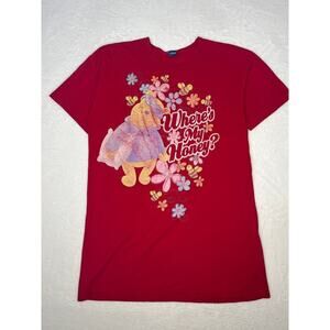 VNTG 90s Winnie The Pooh "Where's My Honey?" Red Sleep Shirt Disney Pajamas